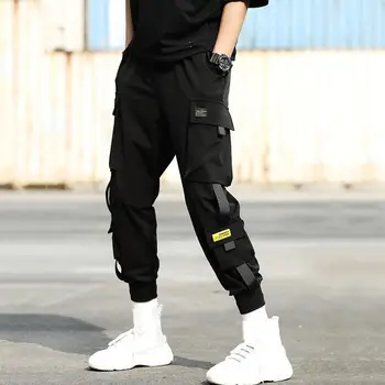 2020 Hip Hop Menino Multi-bolso Elástico na Cintura Calças de Harém de Homens Streetwear Punk Calças Casuais Corredores do sexo Masculino do Tornozelo-comprimento de Calças Mens