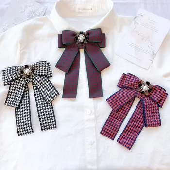 O coreano Pano de Arte Laço Broche de Strass, Gravata e Camisa de Gola Laço de Pescoço Bowknot Broches bijuterias Acessórios para Mulheres
