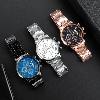 Luxo Analógico de Negócios Mens de Aço Inoxidável do Relógio de Pulso de Moda Casual Rodada Mens Relógios de Quartzo High-end da Marca Homens de Esportes
