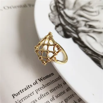RUIYI Real de Prata 925 Ouro 18k Simples Tecelagem de Anéis Para as Mulheres do Presente da Jóia Raparigas de Mini-coreano Estilo Geométrico Chique Anéis