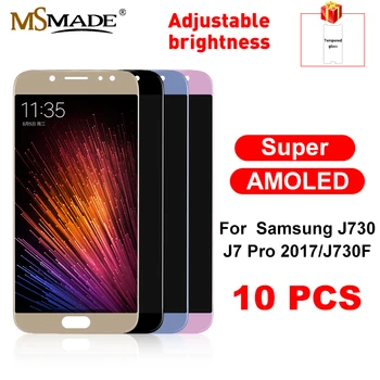 10 PCS Super AMOLED de LCD para SAMSUNG J7 Apresentar J730 J730F J7 Pro Tela de Toque LCD de Substituição Para SAMSUNG Galaxy J7 2017 Exibição