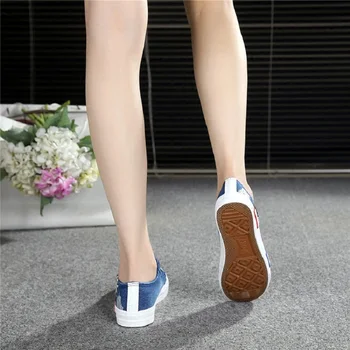2020 Nova Moda Denim Das Mulheres Tênis De Lona De Calçados Femininos Sapatos De Lona Formadores De Laço Senhoras Flats Tenis Feminino