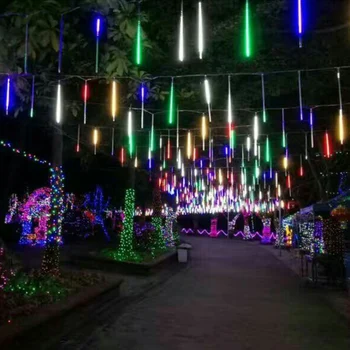 Ano novo 30cm 50cm Exterior chuva de Meteoros Chuva 8 Tubos LED Luzes de corda Impermeável Para o Natal, Festa de Casamento Decoração