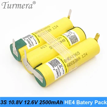 3S 12,6 V 4S DE 16,8 V Bateria 18650 HE4 2500mah 20A Corrente de Descarga para shura chave de fenda bateria (personalizar)