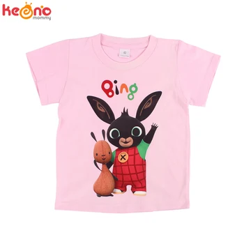 O verão da Marca Nova Meninos, Meninas T-Shirts de Roupas infantis Bing Coelhos de Manga Curta T-Shirts Cartoon Kids S Neck Tee Tops