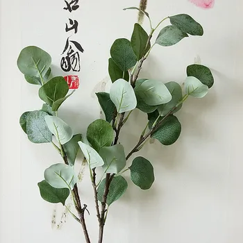 Único ramo de eucalipto dinheiro da folha artificial, plantas decorativas, vasos de flores para casamento decoração da casa falso Folhas floristics