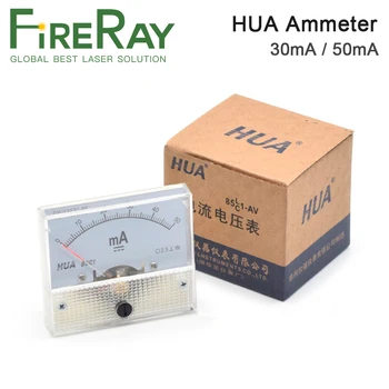 HUA Amperímetro 30mA 50mA 85C1 DC 0-50mA Analógico Amplificador Painel de Medidor de Corrente para CO2 de gravação a Laser Máquina de Corte