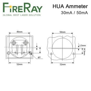 HUA Amperímetro 30mA 50mA 85C1 DC 0-50mA Analógico Amplificador Painel de Medidor de Corrente para CO2 de gravação a Laser Máquina de Corte