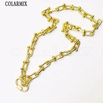 5 peças Cadeia neclace moda de metal grande elo da cadeia colar de misturar cores colar para mulheres 9674