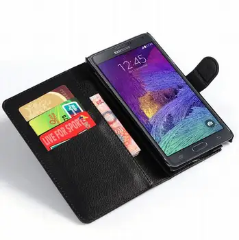 Carteira Case Para Samsung Galaxy Nota 4 Note4 N9100 N910F N910C SM-N910S SM-N910C Virar Capa de Couro Titulares de Cartão de Hoesjes Fundas