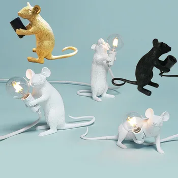 Mouse Lâmpada da Tabela da Resina Branco Nórdico Criativo sala de estudo, luz Decorativa do quarto infantil quarto Mouse Lâmpada de Mesa Interior