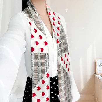 145X15CM Primavera Japonesa lenço de Dupla face impressão longo de cetim de seda do lenço para as mulheres de negócios de terceiros lenço no pescoço da menina de cabelo, cachecóis