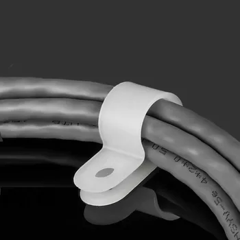 100Pcs R-Tipo de fio fixo braçadeira de Mangueira de Fecho de Nylon cabo de linha de Montagem de clipes para home office fio organizador de Acessórios Elétricos