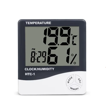 Baratos LCD Digital Medidor da Umidade da Temperatura Interior para o Exterior do Termômetro de Digitas Estação Meteorológica Relógio HTC-1
