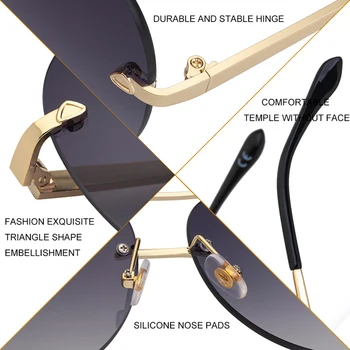 Oval Óculos Sem Aro Homens 2020 Moda Da Marca De Luxo Tons Para As Mulheres Do Vintage Piloto De Óculos De Sol De Condução Luneta De Soleil Femme