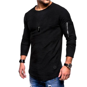 Zogaa Quente da Venda de Manga Longa com T-shirt para Homens O pescoço Respirável Camisas Esportivas Seca Rápido de Compactação de Fitness Camisa dos Homens