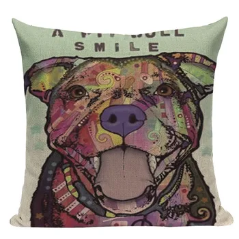 Almofada Colorido Pintado Bulldog Cachorro Bull Terrier, Uma Dupla face, Lado Impresso Almofada de Sofá de Casa Decorativa Jogar Travesseiro Capa