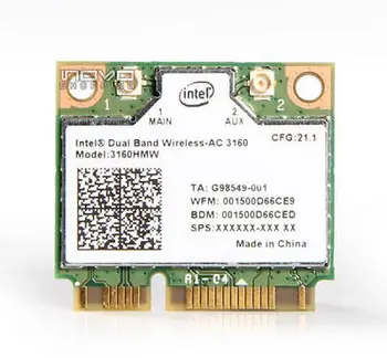 Placa de rede sem fios para Intel Dual Band 3160AC 3160HMW ac metade Mini PCI-E wifi, Bluetooth 4.0 para HP SPS 710662-001 710662