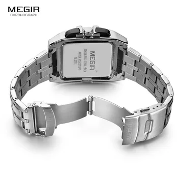 MEGIR Original de Luxo Homens Relógio de Aço Inoxidável Data Mens Relógios de Quartzo de Negócios de Grande Mostrador do Relógio de Pulso Relógio Masculino 2018