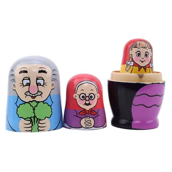 Madeira Matryoshka Madeira Boneca Brinquedo de Seis andares russo Animal puxar rabanete Boneca russa Dia dos Namorados Amante de Presente de Aniversário