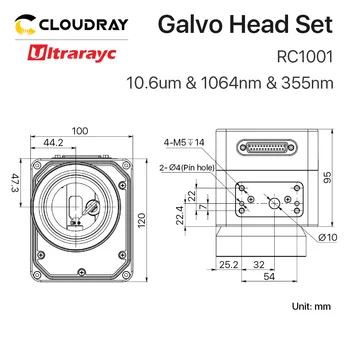 Ultrarayc RC1001 Digitalização Galvo Conjunto de Cabeça de 10mm Galvanômetro Scanner de 10,6 um &1064nm & 355nm com Fonte de Alimentação para a Fibra de Marcação