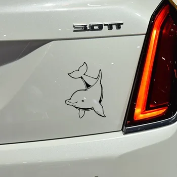 Golfinho engraçado Bonito de Animais Marinhos Decalque Clássico Criativo Moto Carro de Decoração adesivos de Carro Preto/branco, 14 cm*10 cm