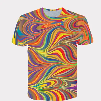 Roupa das crianças T-Shirt Para os Meninos de Moda de T-Shirt Menina Adolescente Distorcida padrão de Impressão 3D Tops Adolescente Roupas de Crianças t-shirts