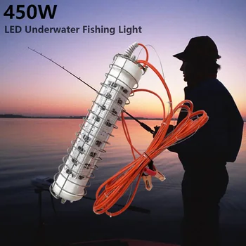 De Aço inoxidável de Gaiola Protetora DC12-24V 450W 250W LED Subaquática Noite Barco de Pesca de Luz Isca de Pesca