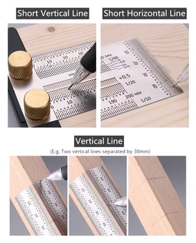 Novo de Alta precisão do Tipo T Praça Régua de Madeira Régua Scriber de Medição Carpintaria Marcação Medidor de Carpinteiro Ferramentas de Medição