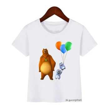 Recém-roupas de crianças funny t-shirt meninas luz solar Grizzy urso animal print t-shirt meninos de Natal lemmings camiseta camisetas, tops