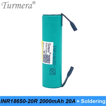 Original bateria 2000mah INR18650-20R, 3,6 V solda 20a bateria da ferramenta de fenda e um aspirador de pó para Turmera