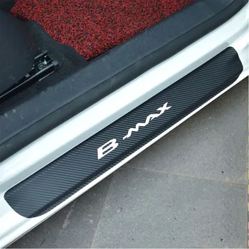 4PCS de Fibra de Carbono de Vinil bem-vindo Pedais, Soleira Guardas adesivo de carro soleira da porta etiqueta para a Ford Bmax acessórios do Carro