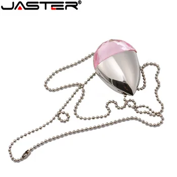 JASTER cristal queda forma de USB 2.0 flash drive jóia colar de 4GB 8GB 16GB 32GB 64GB cartão de memória stick pen drive