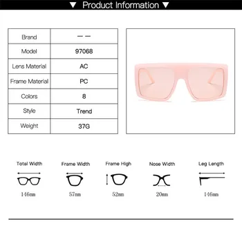 2021 Vintage da Marca de Grande Armação Óculos de sol das Mulheres cor-de-Rosa de Óculos de Sol dos Homens UV400 Praça Gradiente de Tons Oculos Óculos de Marca de Óculos