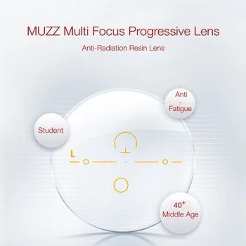 MUZZ 1.56 Índice Multi Foco Progressivo Lentes CR-39 de Prescrição Miopia Astigmatismo Óculos de Lentes Anti-Radiação Lente de Resina 2PC