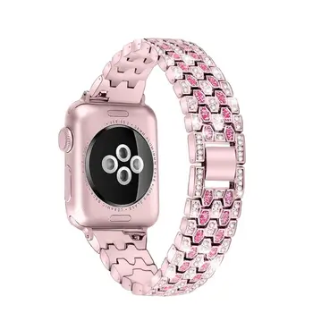 Cinta de Aço inoxidável Para a Apple Assistir 6 5 4 3 2 1 Três Linhas De Diamante iWatch 44MM 42MM 40MM 38MM Bracelete pulseira de Aço