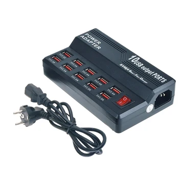 Universal 10 Portas EUA UE Plug reino UNIDO Quick Smart USB Carregador de Parede Viagem Adaptador de Energia CA Estação de Carregamento Para o Telefone Móvel Comprimidos