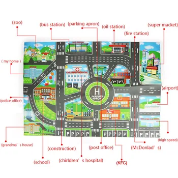 As Crianças Brincam De Tapete Cidade Estrada Edifícios De Estacionamento Mapa De Jogo De Cena Mapa Divertido E Interativo Educacional Identificar Brinquedos De Quebra-Cabeça Presentes Impermeável Um