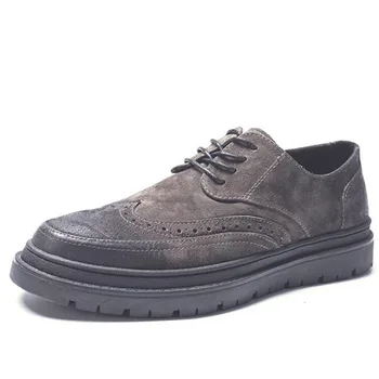 Marca de Moda Mens Sapatos Flats Casual Estilo Britânico oxfords de Negócios Sapatos de Homens Vestido de camurça Brogue Festa Formal Sapatos