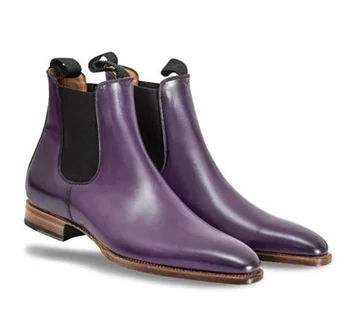 Homens Sapatos de Alta Qualidade Pu de Couro Nova Moda Design Slip-on Botas Casuais Formal Chelsea Boots Zapatos De Hombre HB005