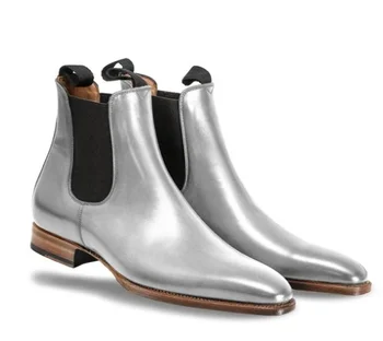 Homens Sapatos de Alta Qualidade Pu de Couro Nova Moda Design Slip-on Botas Casuais Formal Chelsea Boots Zapatos De Hombre HB005