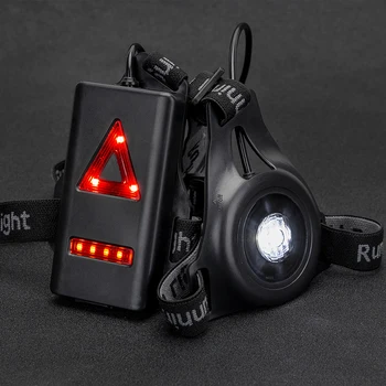 Aviso de segurança da Noite da Lâmpada Impermeável Execução Jogging no Peito Lanterna 9 LEDs Recarregável USB Tocha de Luz da Noite