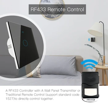 RF 433Mhz wi-Fi Smart Interruptor de Luz, Vida Inteligente Tuya Controle Remoto sem Fio Funciona Com Alexa Eco Inicial do Google Preto 1/2/3 Gang