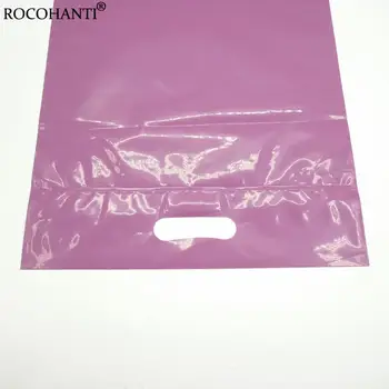 100X Logotipo Personalizado Impresso Auto-Adesivo Poli Envelope Plástico para Correspondência Sacos Com Alça para Embalagens de Presente de Envio Saco de Cor Roxa