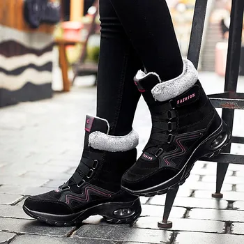 2020 Inverno Mulheres Botas De Couro Impermeável De Qualidade De Mulheres Ankle Boots Quente Luxuoso Botas De Neve De Não-Deslizamento Exterior Tênis Tamanho 35-43