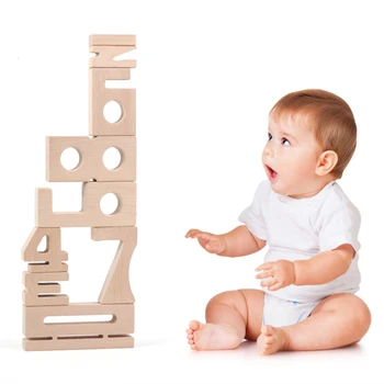 Madeira Número de Blocos de Construção de Matemática Digital Brinquedos do Bebê Equilíbrio Jenga Brinquedo Montessori de ensino Naturais Nórdicos Madeira de Brinquedos para as Crianças