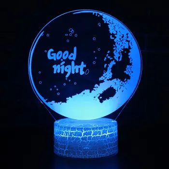 Boa noite tema 3D Lâmpada do DIODO emissor de luz da noite de 7 de Alteração de Cor Toque de Humor Lâmpada de presente de Natal Dropshippping