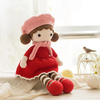Tricô Bonecas Garoto Meninas de Presente de Aniversário de Crochê de Fio de Algodão Macio Brinquedos Fotografia Prop Artesanal de Malha de Brinquedo (produto acabado)