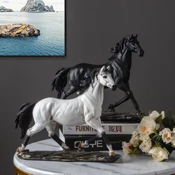 Nordic Criativo Dark Horse Modelo De Esculturas, Decoração Do Armário Do Vinho Cavalo Figuras De Arte Moderna Estátua Figuras De Animais Decoração