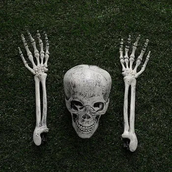 Halloween Crânio de Esqueleto Cabeça Mãos de Três peças de Conjunto Brincadeira Gramado Decoração de Casa Assustador Andar Jardim Decoração de Halloween
